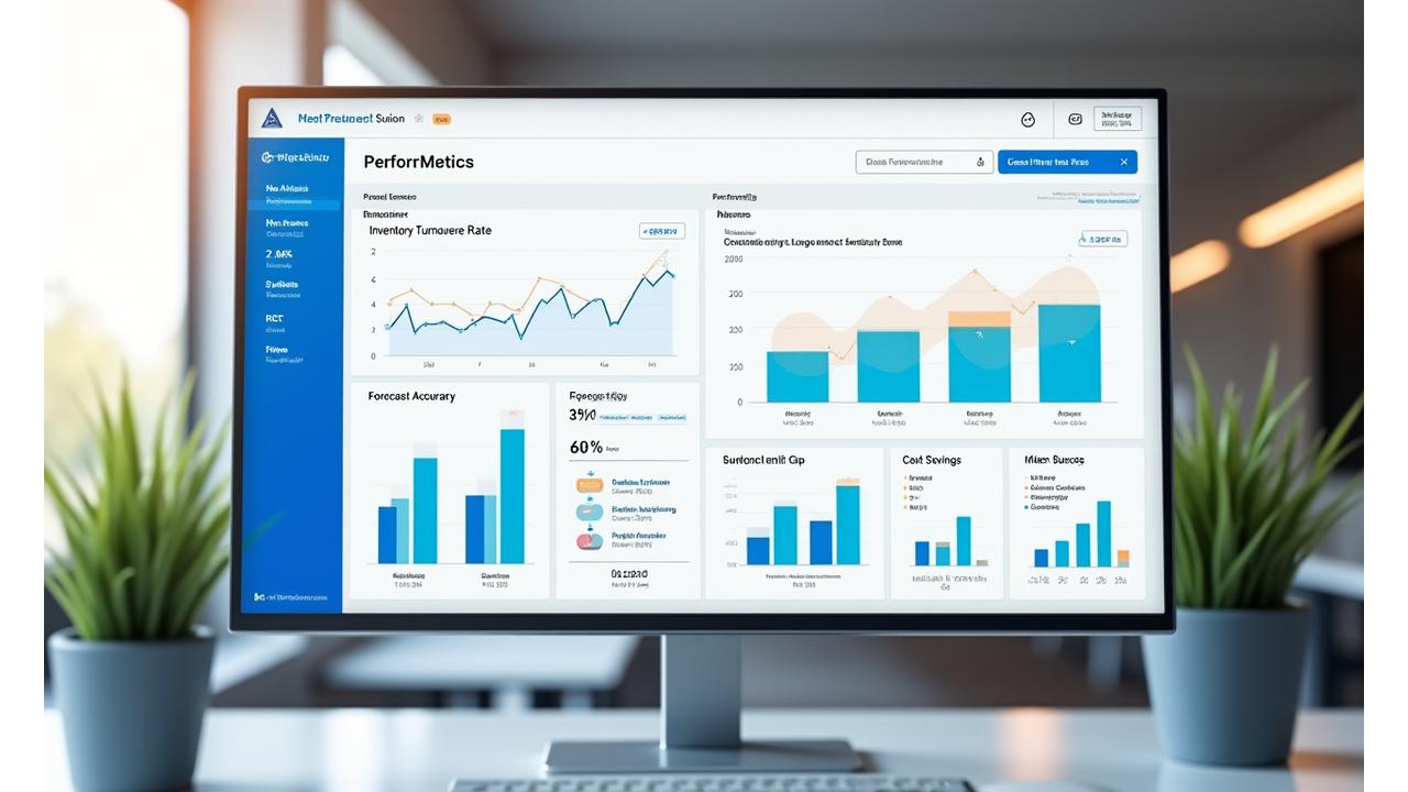 재고 회전율, 예측 정확도 등 핵심 성과 지표를 보여주는 대시보드 스크린샷