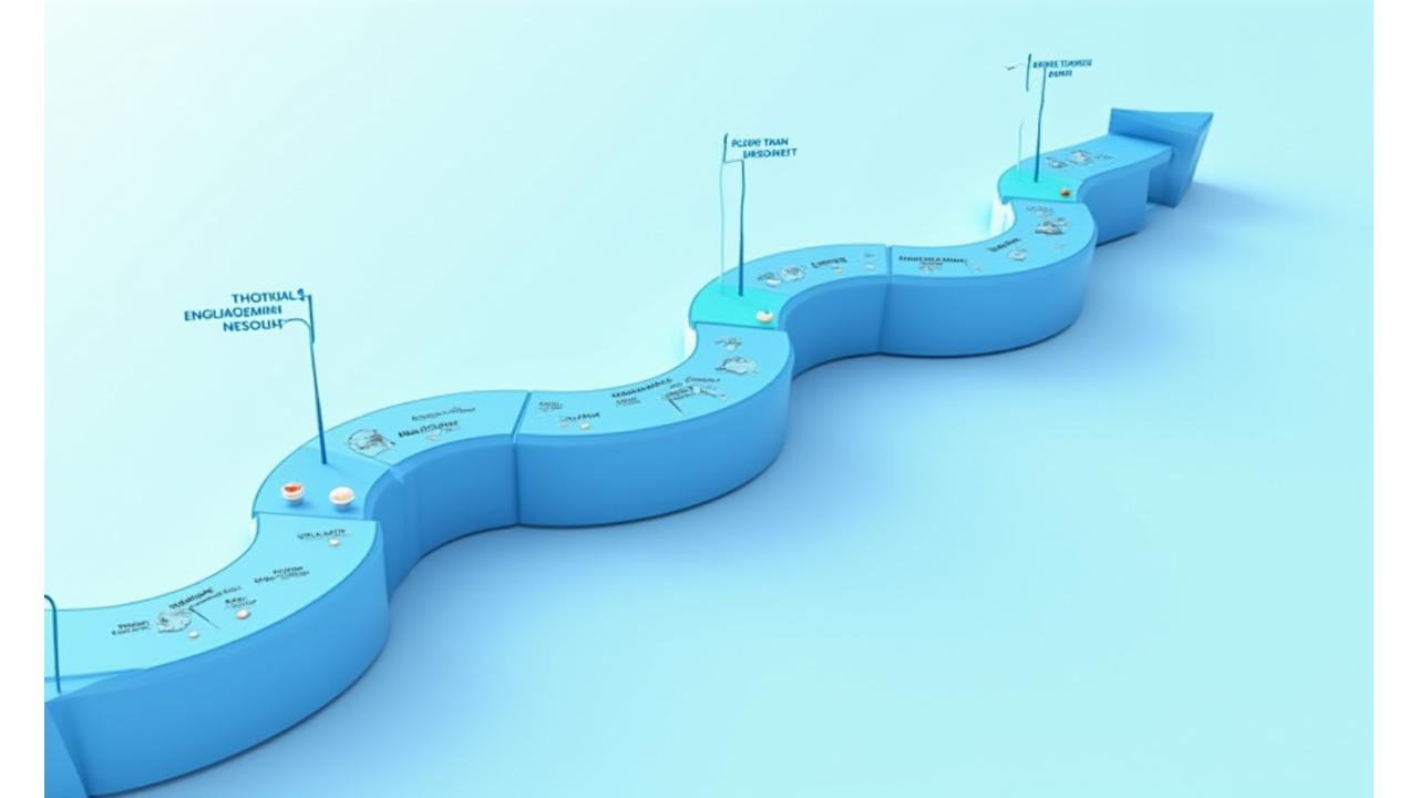 장기 기후 적응 전략 타임라인, 지속가능성 목표와 단계별 실행 계획이 시각화됨