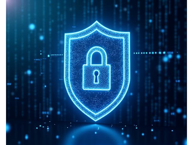 데이터 암호화를 상징하는 자물쇠와 디지털 패턴